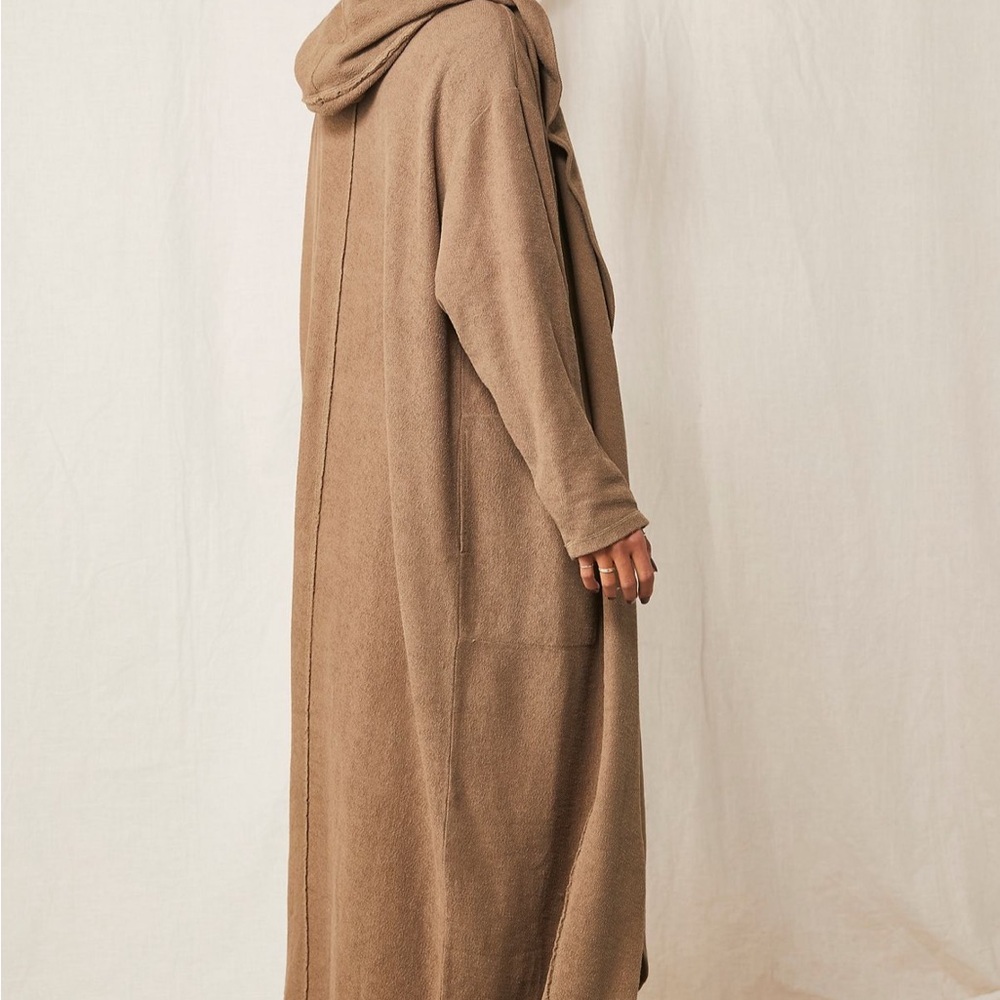 LIKE NEW Free People Coziest Set Maxi Dress + Maxi Cardigan Cardi Oak Bark Small - Picture 2 of 8